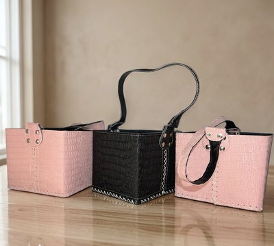 Canasto matero crocco negro y rosa