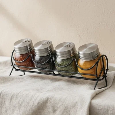 Set x4 Especieros Vidrio Con Base