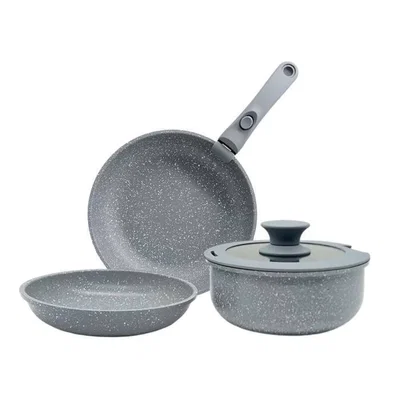 Bateria 5 Piezas Mango Extraible Granito Gris Carol