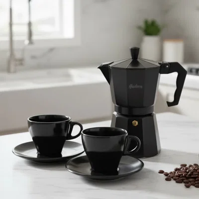 Set Cafetera Hudson Italiana +4Pz. Ceram.