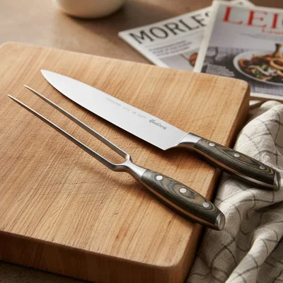 Set x2 Parrilla Cuchillo Tenedor Acero Inox Alta Calidad