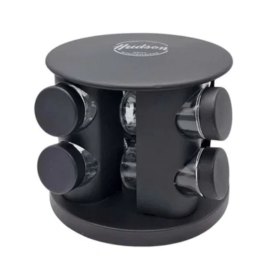 Set x8 Especieros Rack Giratorio Negro
