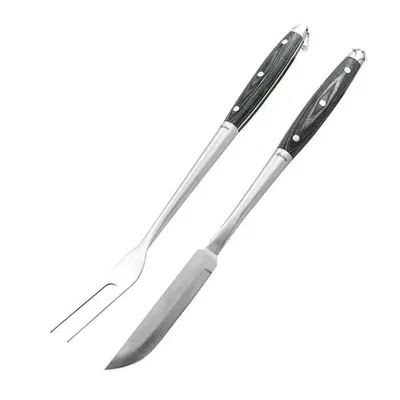 Set x2 Parrilla BBQ Acero Inox Alta Calidad Tenedor Cuchillo