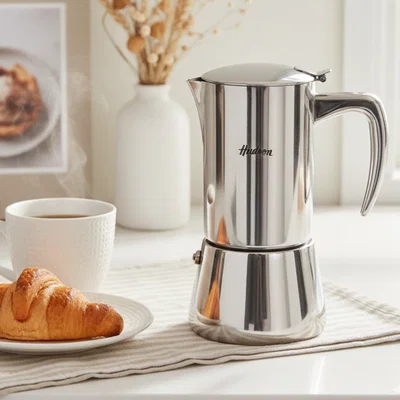 Cafetera Hudson Ita. Acero Inox. 6 Tazas