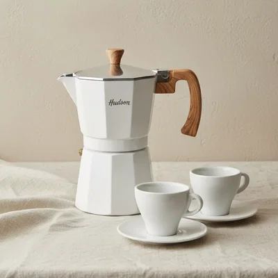 Set Cafetera Hudson Italiana +4Pz. Ceram.