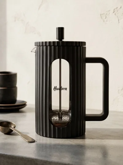 Cafetera Francesa 1l Plástico Negro Hudson