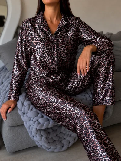 PIJAMA CAMISERO SATÉN PRINT