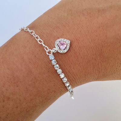 Pulsera Acero Blanco con Dije corazon 20 cm