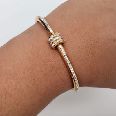 Pulsera Esclava Brillantes Acero Quirurgico + Cierre A Rosca