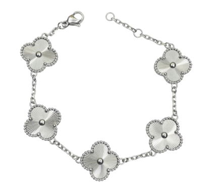 Pulsera Regulable Trebol De Acero Quirúrgico Plateada
