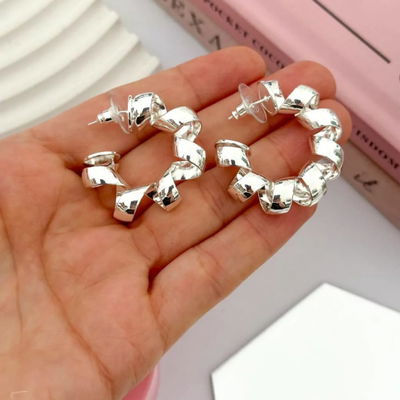 Argolla de Acero blanco Estilo Chunky