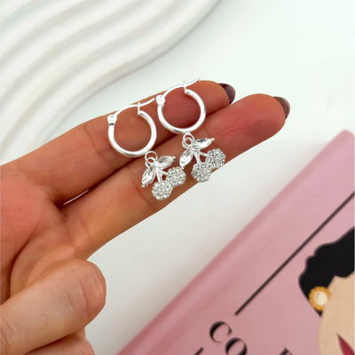 Aros Argolla Cereza Cherry Acero Quirurgico Blanco
