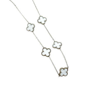 Collar 5 Treboles Color Blanco Acero Quirurgico 316 L