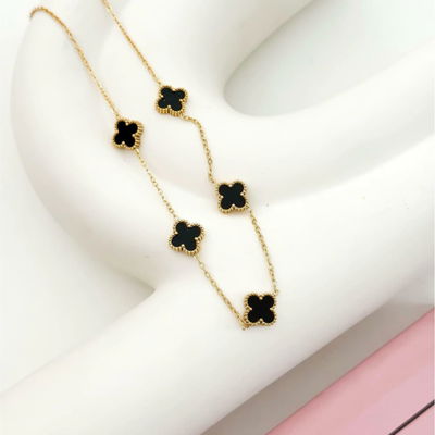 Collar Trébol Estilo Van Cleef Acero Bañado En Oro 18k