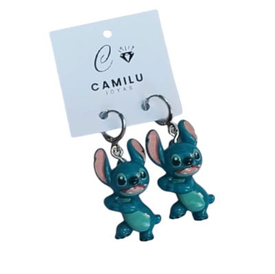 Aros Colgante Kawaii Stich De Acero Quirurgico Y Resina