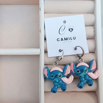 Aros Colgante Kawaii Stich De Acero Quirurgico Y Resina