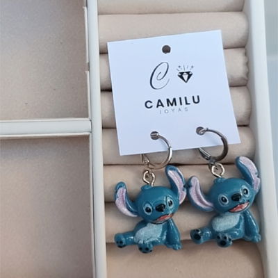 Aros Colgante Kawaii Stich De Acero Quirurgico Y Resina