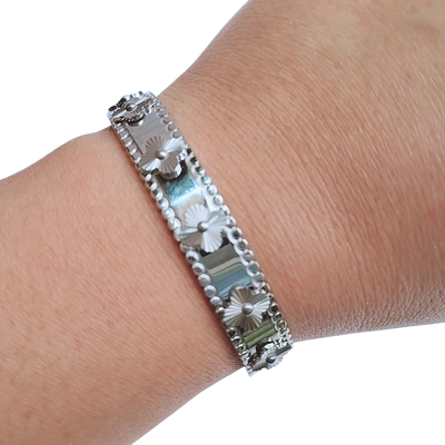 Pulsera Esclava Tipo Van Cleef En Acero Quirúrgico Plateado