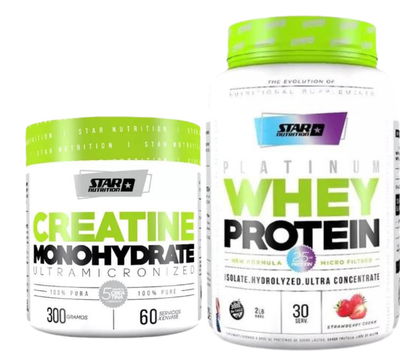 Star Nutrition Combo Platinum whey + Creatina 300gr pote 