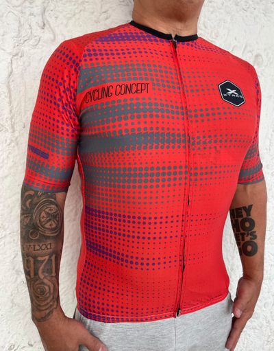 JERSEY CICLISMO CIERRE COMPLETO (ROJO)