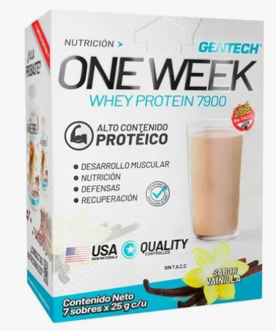 GENTECH - ONE WEEK - Whey Protein x 7 sobres individuales