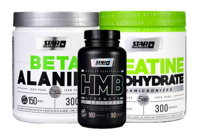 Star Nutrition - Combo FUERZA Y RECUPERACIÓN - Creatina 300gr pote + Beta Alanine + HMB