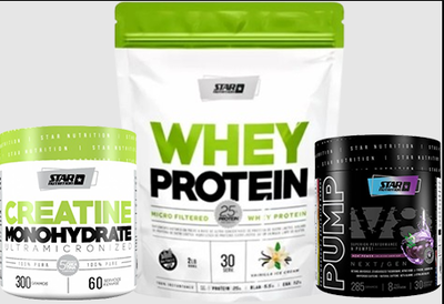 Star Nutrition - Proteina Doypack + Creatina 300gr POTE + Pre Entreno V8