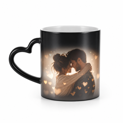 Taza Mágica Personalizada con Asa Corazón Revela tu Foto ¡El Regalo Romántico Ideal!