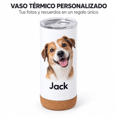 Vaso Térmico Tumbler Acero Personalizado Base Corcho - Tus Momentos Favoritos