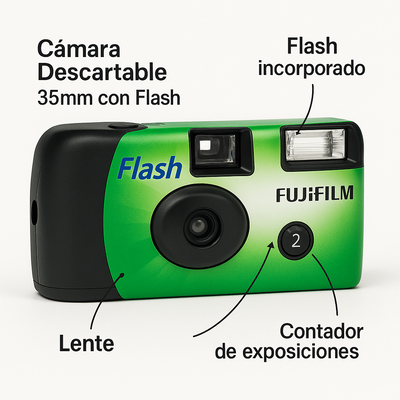 Camara Descartable Fujifilm 35mm con Flash – Compacta, Divertida y Lista para Usar
