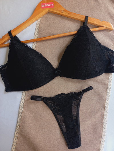 Conjunto taza soft encaje negro