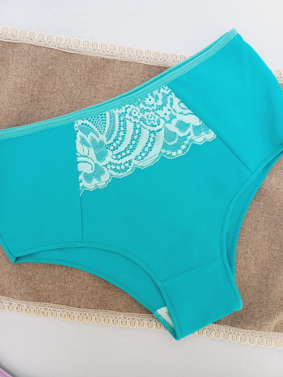 Vedetina algodon con puntilla verde agua