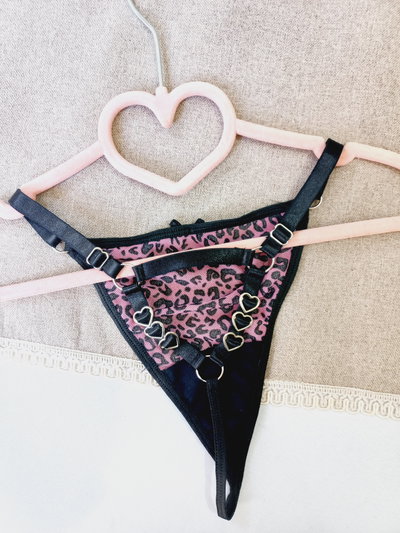 Less hilo regulable corazon animal print fucsia