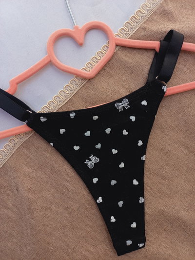 Colales regulable algodon estampada corazones negro