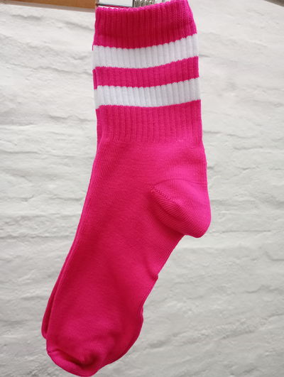Medias 3/4 rayas fucsia