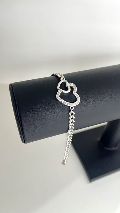 Pulsera doble corazón