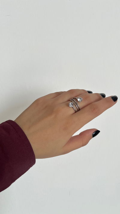 Anillo doble strass