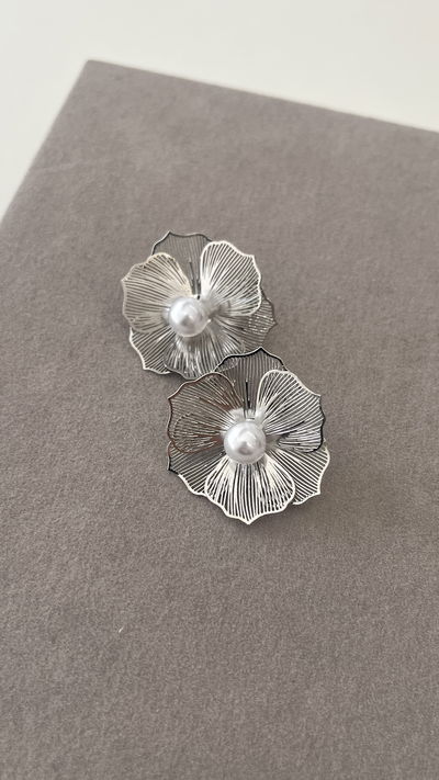 Aros flor silver