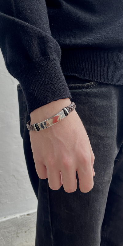 Pulsera cuero trenza