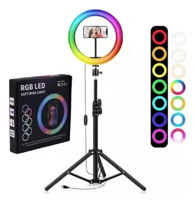 ARO DE LUZ 26CM CON TRÍPODE PROFESIONAL RGB