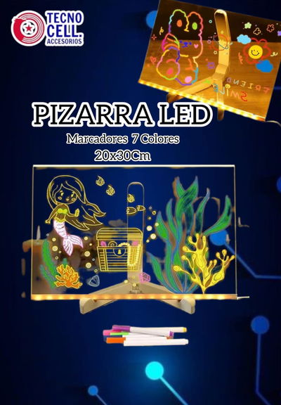 ✨🖊️ *Pizarra LED con marcadores 7 colores 20x30*✨
