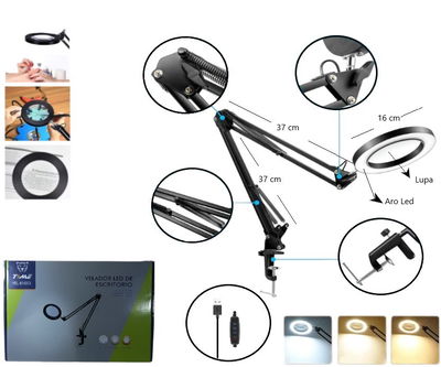 🔍💡*Lámpara con Lupa y Aro LED de Escritorio* 💡🔍