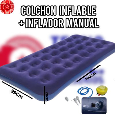 🌟 Colchón Inflable + Inflador Manual 