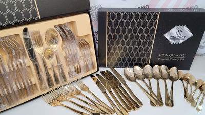 SET DE CUBIERTOS DORADOS 24 PCS