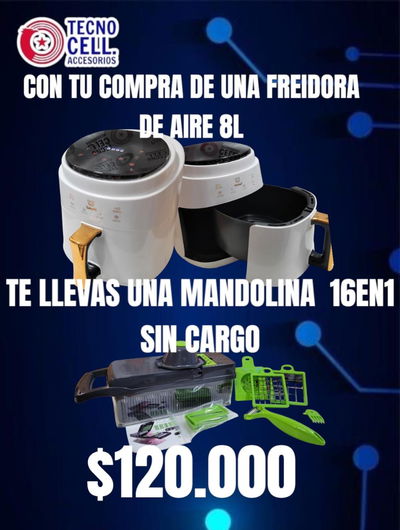 PROMO FREIDORA DE AIRE DE 8LTS MAS MANDOLINA DE REGALO
