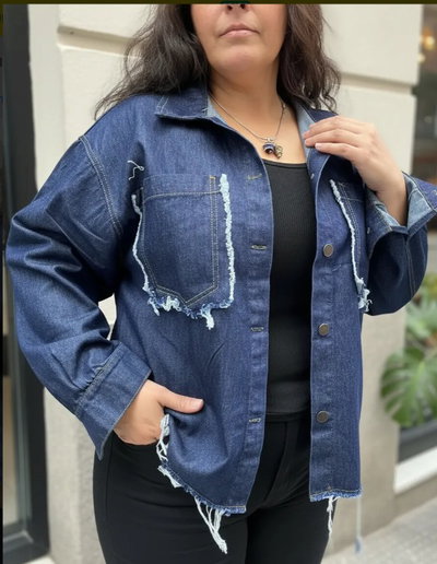 Camisaco Oversize de Jean Azul Estático