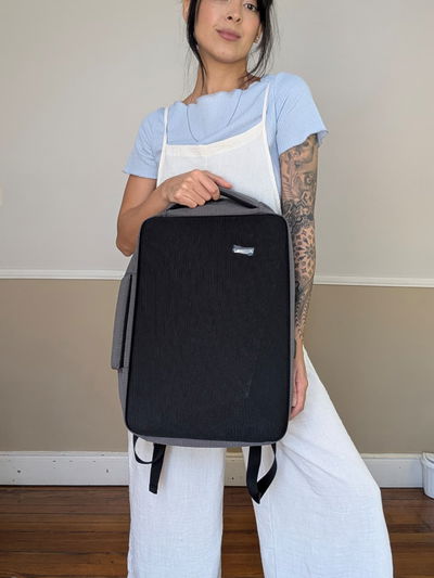 Mochila Doble Manija Rígida Tapa Dura Porta Laptop Con Usb