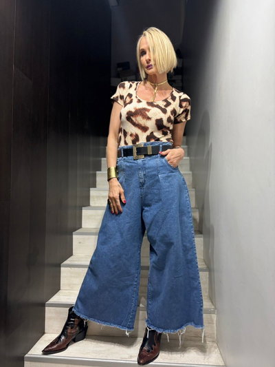 Pantalón Gina Ancho Jean Azul