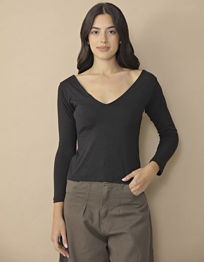 Remera básica Escote en v