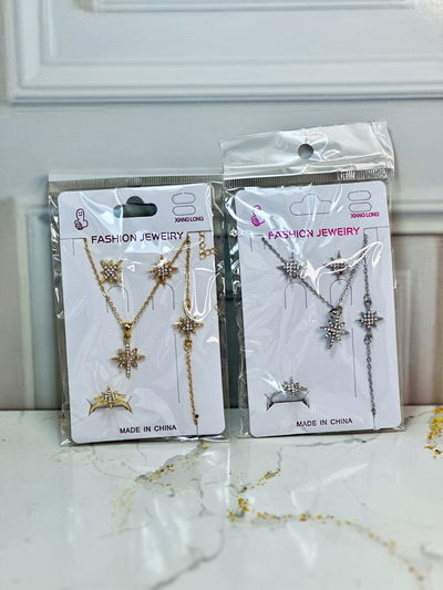 Kit collar+pulsera+anillo+aros estrella